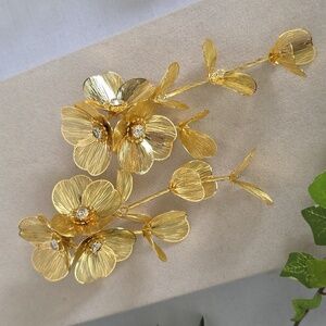 Gold Filled Statement Filigree Petal Flower Earrings